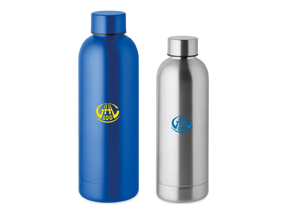 GAC 100 jaar drinkfles in blauw en in metaal